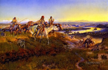 Indios americanos Painting - cuando los hombres blancos se vuelven rojos 1922 Charles Marion Russell Indios americanos